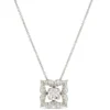 Rose and Round Cut Diamond Pendant Necklace, 18K White Gold