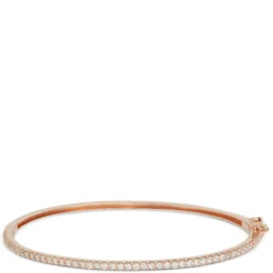 Rose Gold Diamond Bangle Bracelet 14K