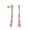 Rose Gold Graduated Color Pink Sapphire & Diamond Earrings 14K