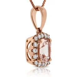 Rose Gold Morganite & Diamond Pendant 14K