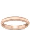 Rose Gold Polished Edge Milgrain Comfort Fit 3mm Band 18K