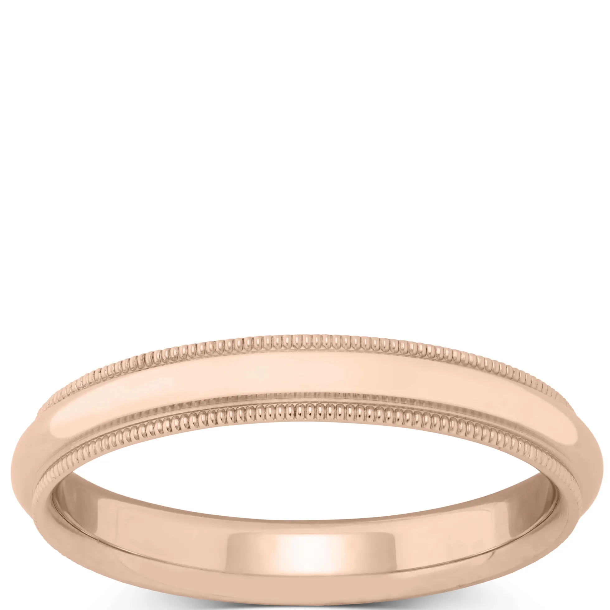 Rose Gold Polished Edge Milgrain Comfort Fit 3.5mm Band 18K