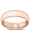 Rose Gold Polished Edge Milgrain Comfort Fit 6mm Band 18K