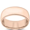 Rose Gold Polished Edge Milgrain Comfort Fit 8mm Band 18K