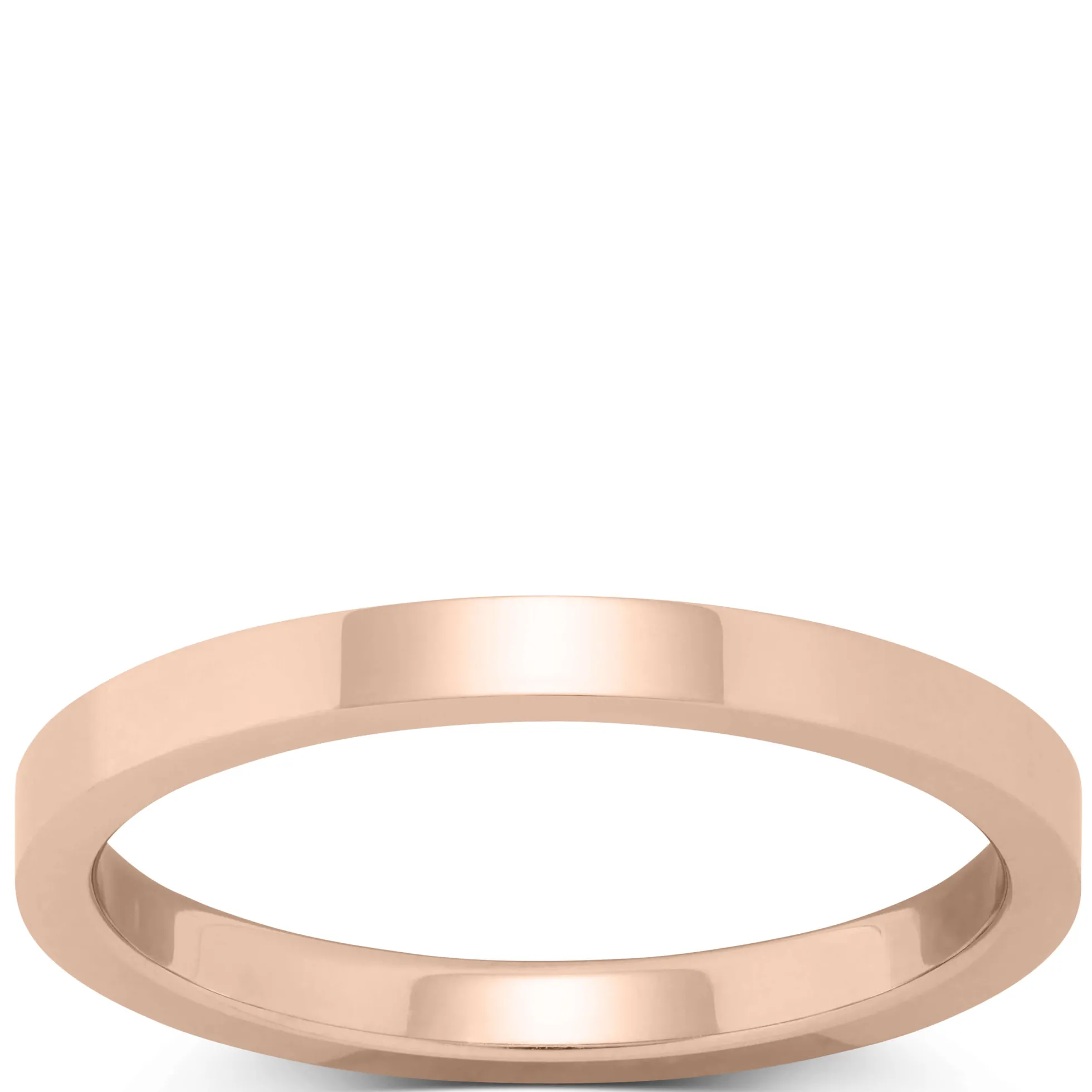 Rose Gold Polished Pipe Comfort Fit 2mm Band 18K