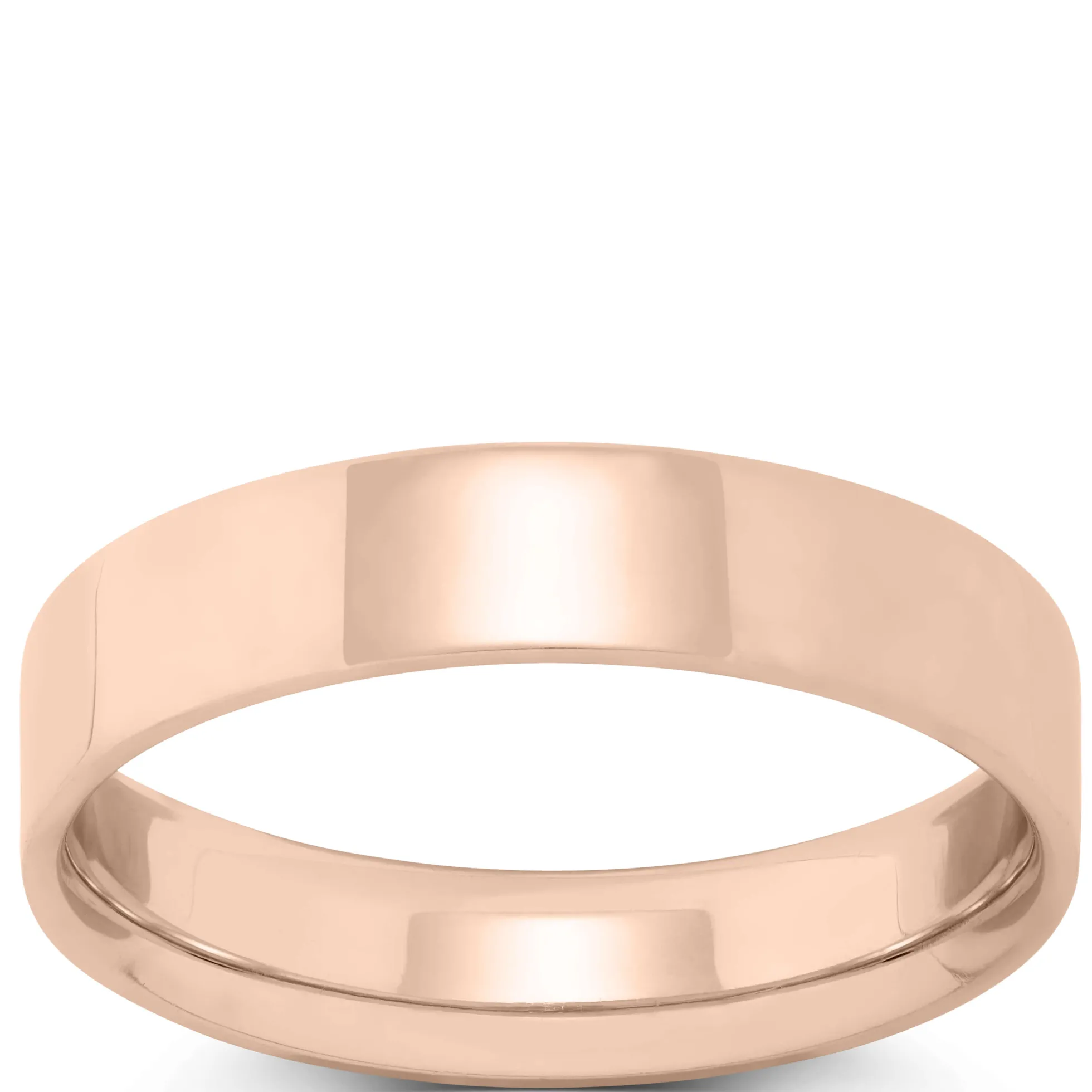 Rose Gold Polished Pipe Comfort Fit 5mm Band 14K