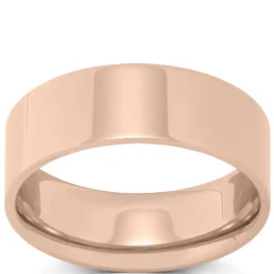 Rose Gold Polished Pipe Comfort Fit 7mm Band 18K