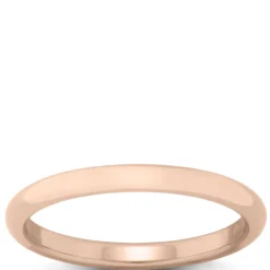 Rose Gold Polished Rounded Comfort Fit 2mm Band 18K