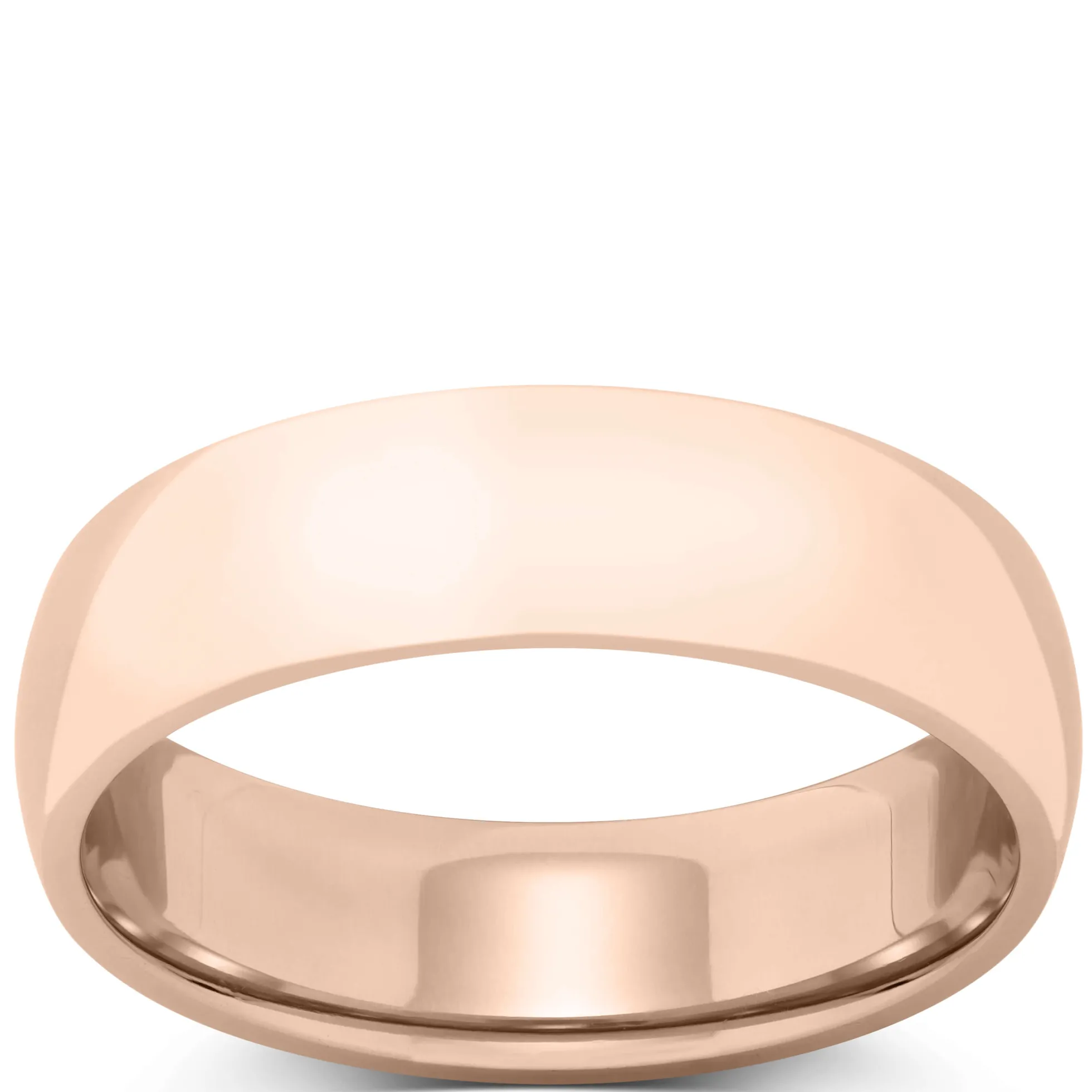 Rose Gold Polished Rounded Comfort Fit 6mm Band 18K