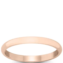 Rose Gold Polished Rounded 2mm Band 14K