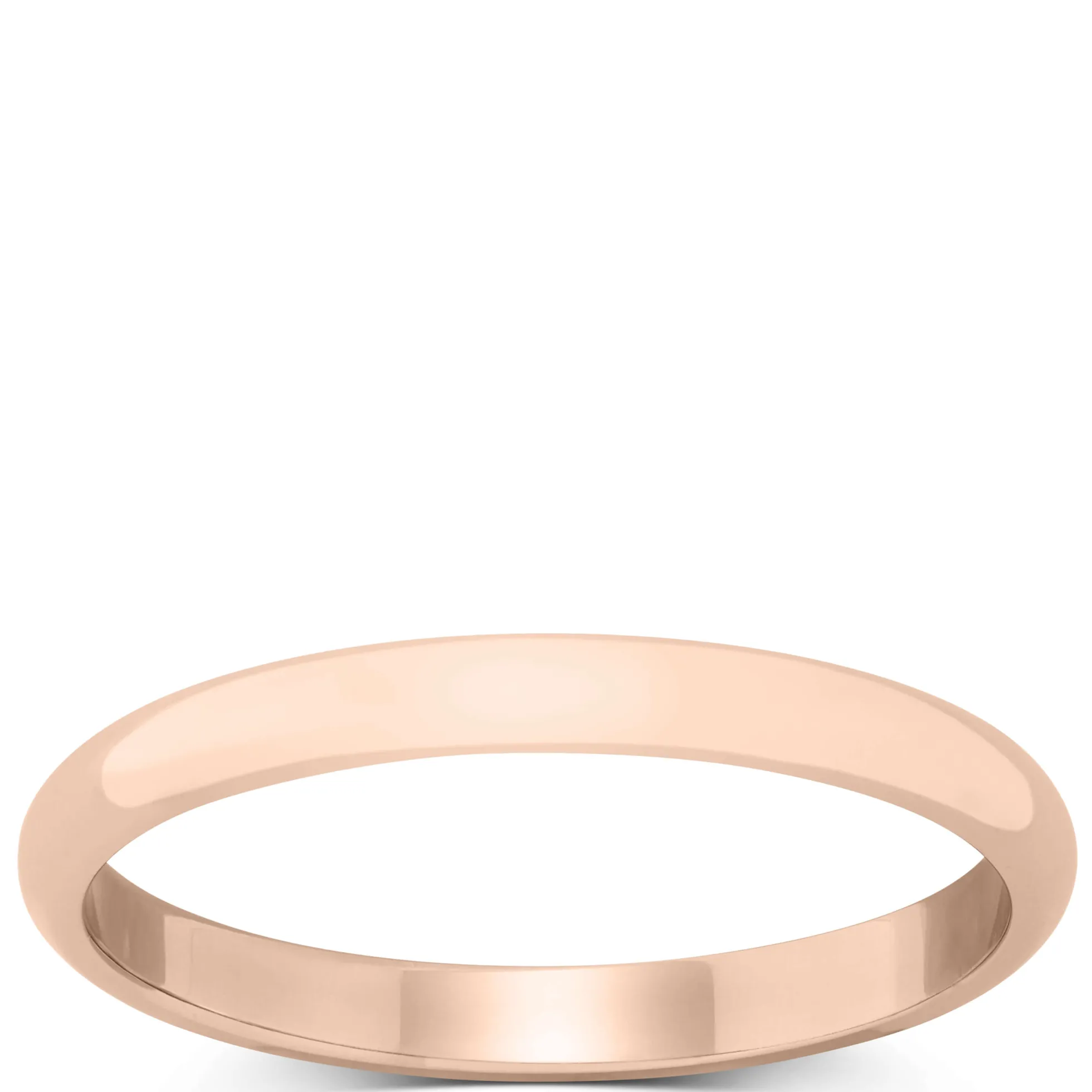 Rose Gold Polished Rounded 2mm Band 14K