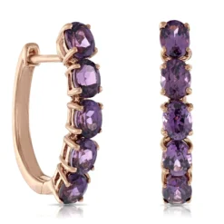 Rose Gold Rhodolite Garnet Hoop Earrings 14K