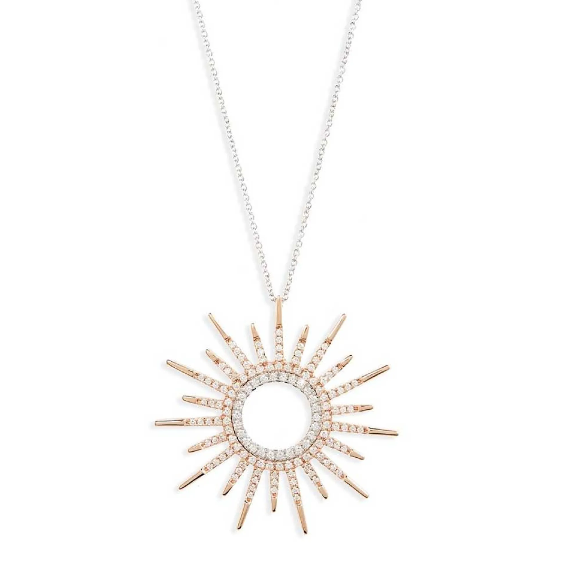 Rose Gold Roberto Coin Tiny Treasures Diamond Sun Necklace 18K