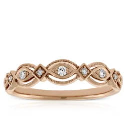 Rose Gold Scalloped Diamond Band 14K