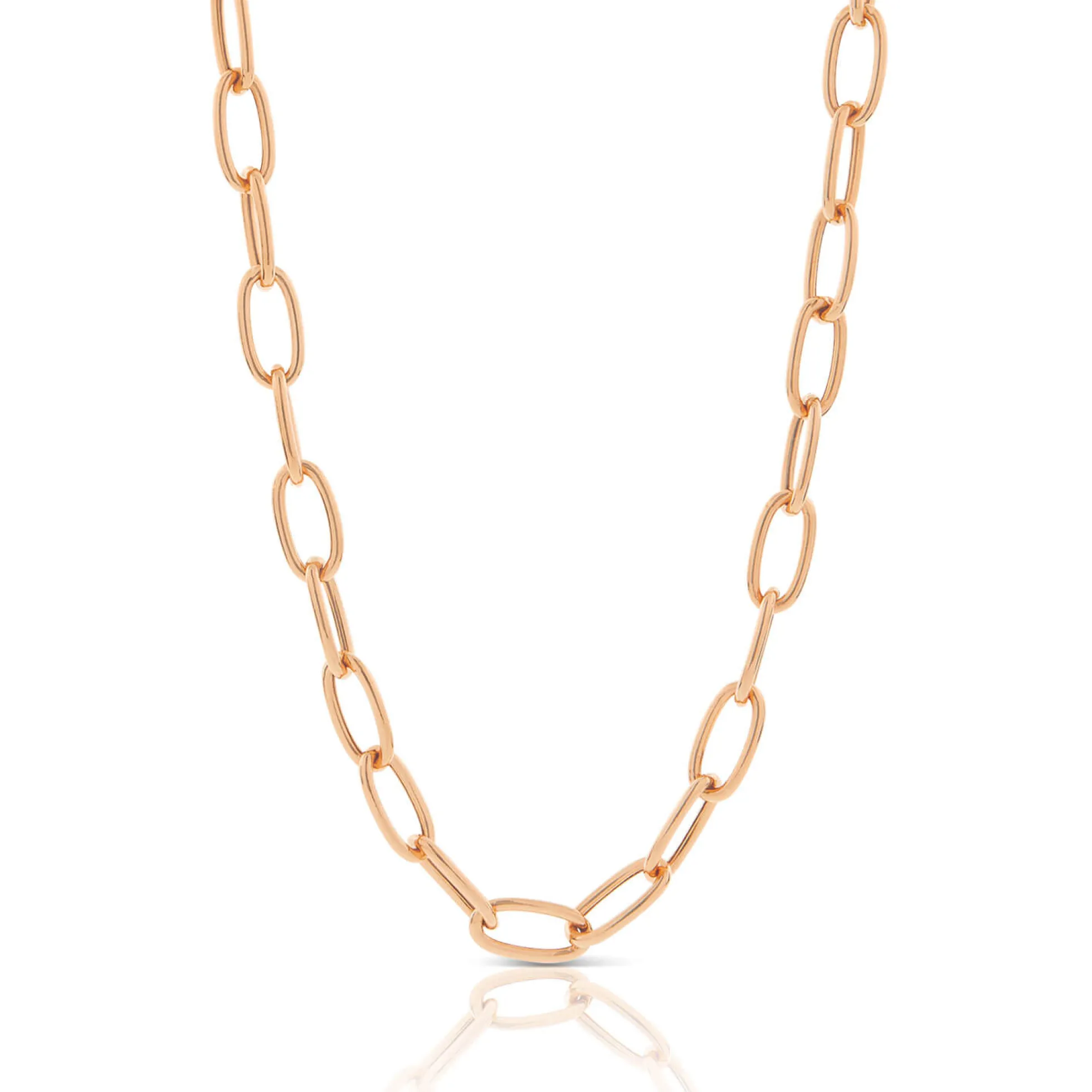 Rose Gold Toscano Oval Paperclip Chain Necklace 14K, 20"