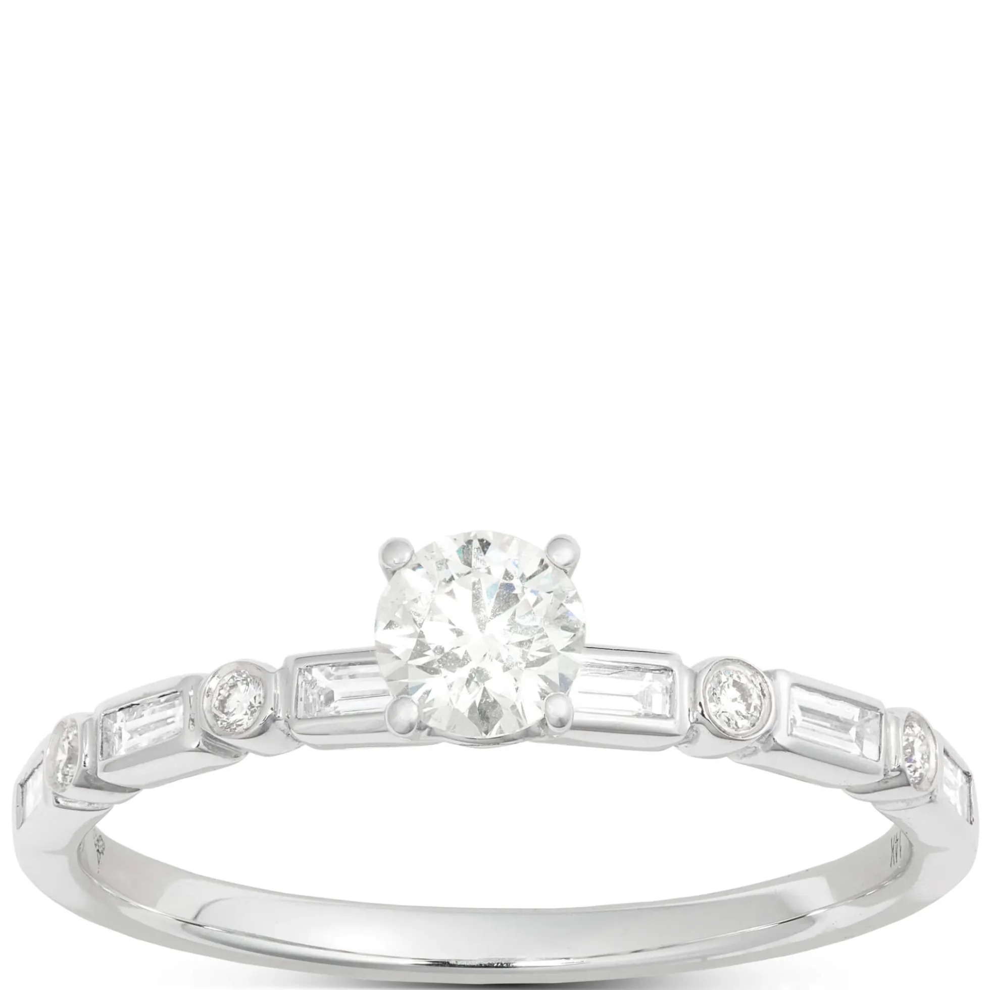 Round Cut Diamond Bridal Ring, 14K Gold