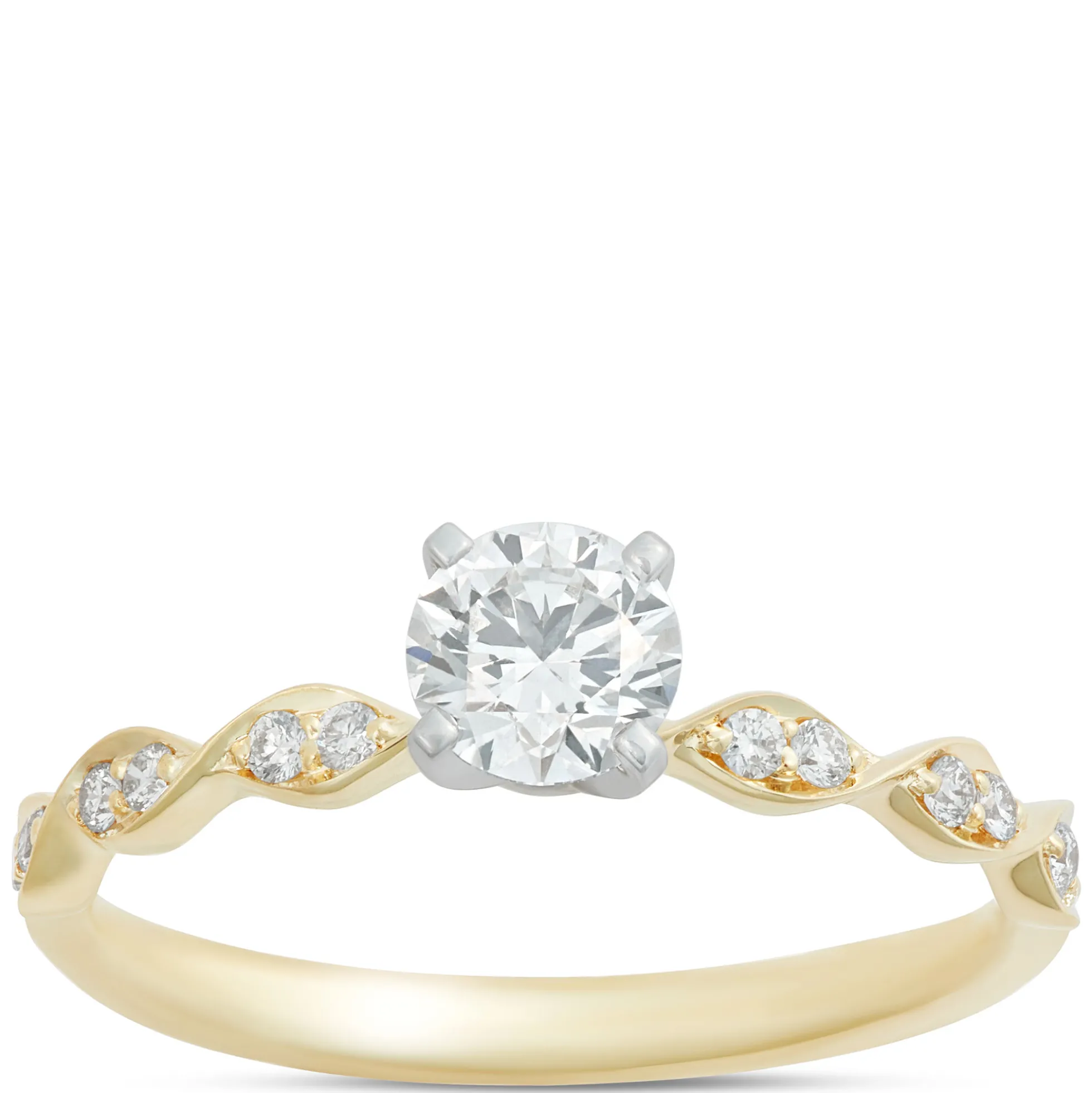 Round Diamond Bridal Set, 14K Yellow Gold