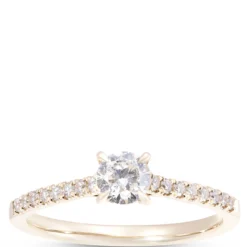 Round Diamond Engagement Ring, ½ Carat Total Weight, 14K Yellow Gold