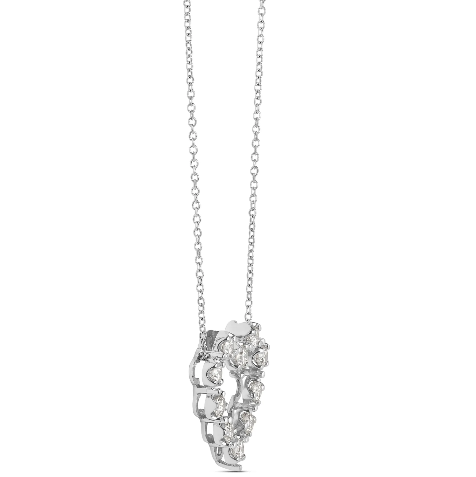 Round Diamond Heart Pendant, 14K White Gold