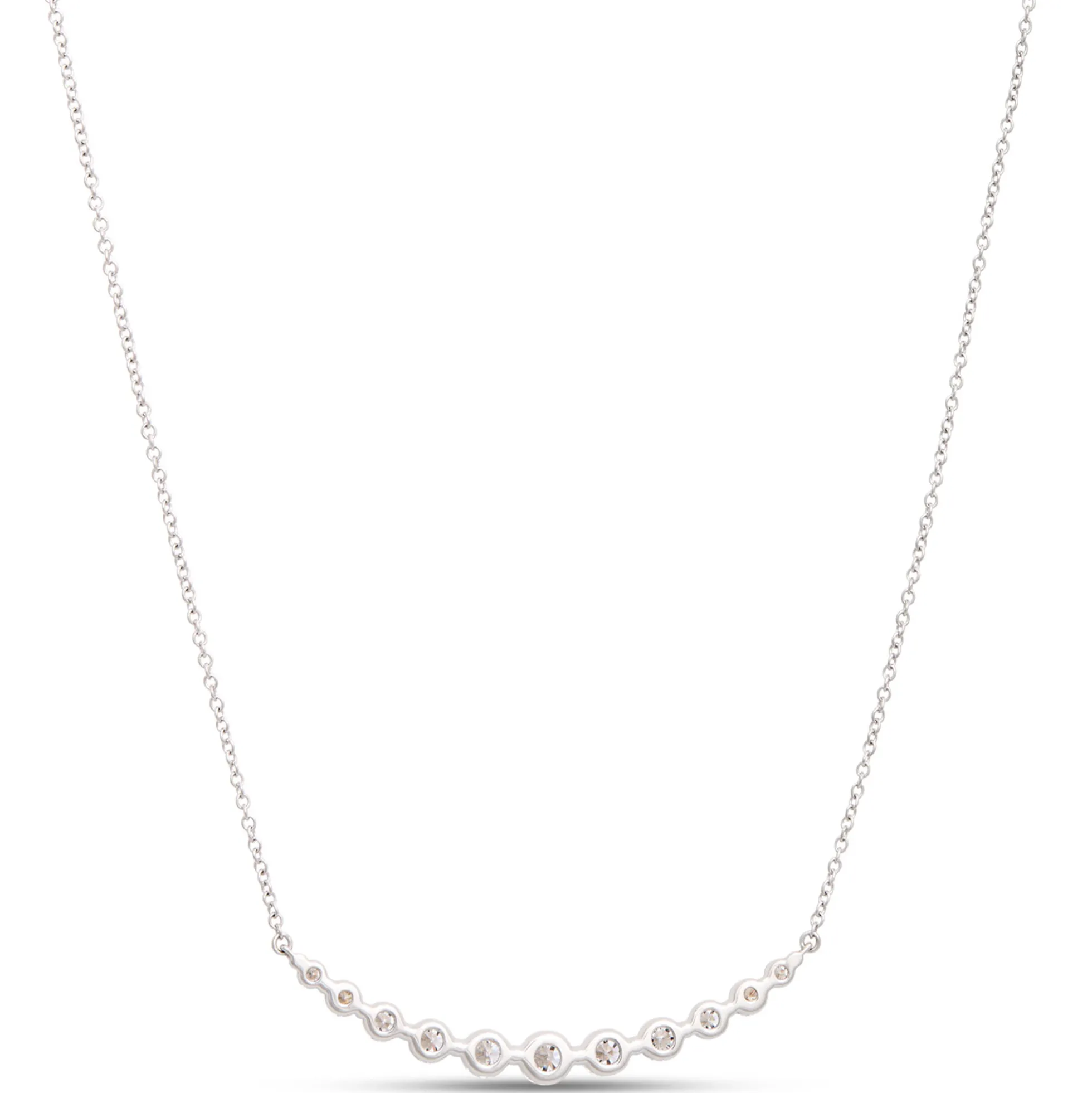 Round Diamond in Graduated Sizes Necklace, 18K White Gold