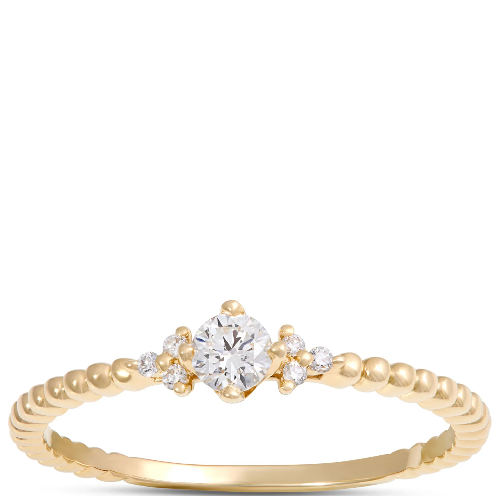 Round Diamond Ring, 14K Yellow Gold
