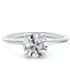 Round Diamond Solitaire Ring, 18K White Gold