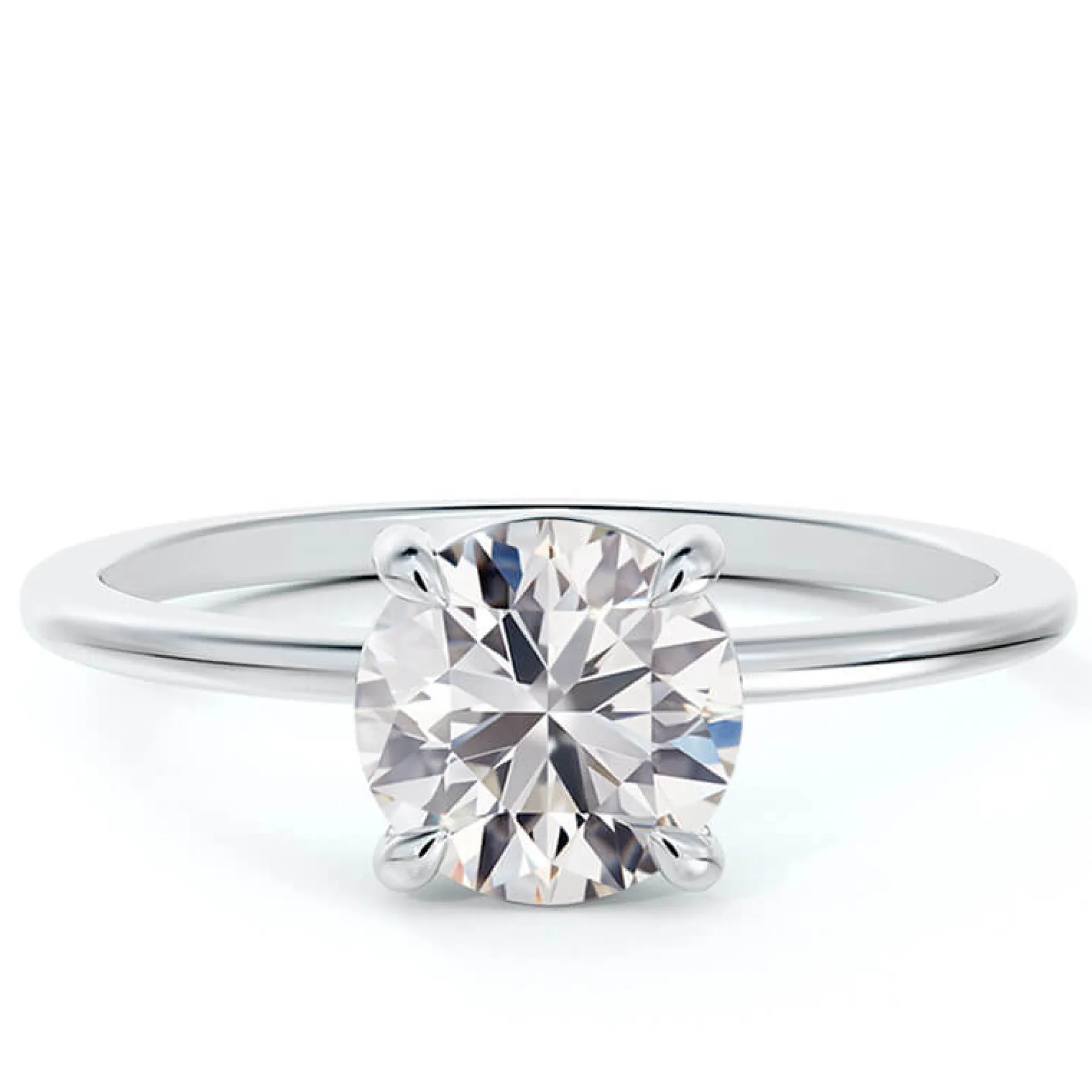 Round Diamond Solitaire Ring, 18K White Gold