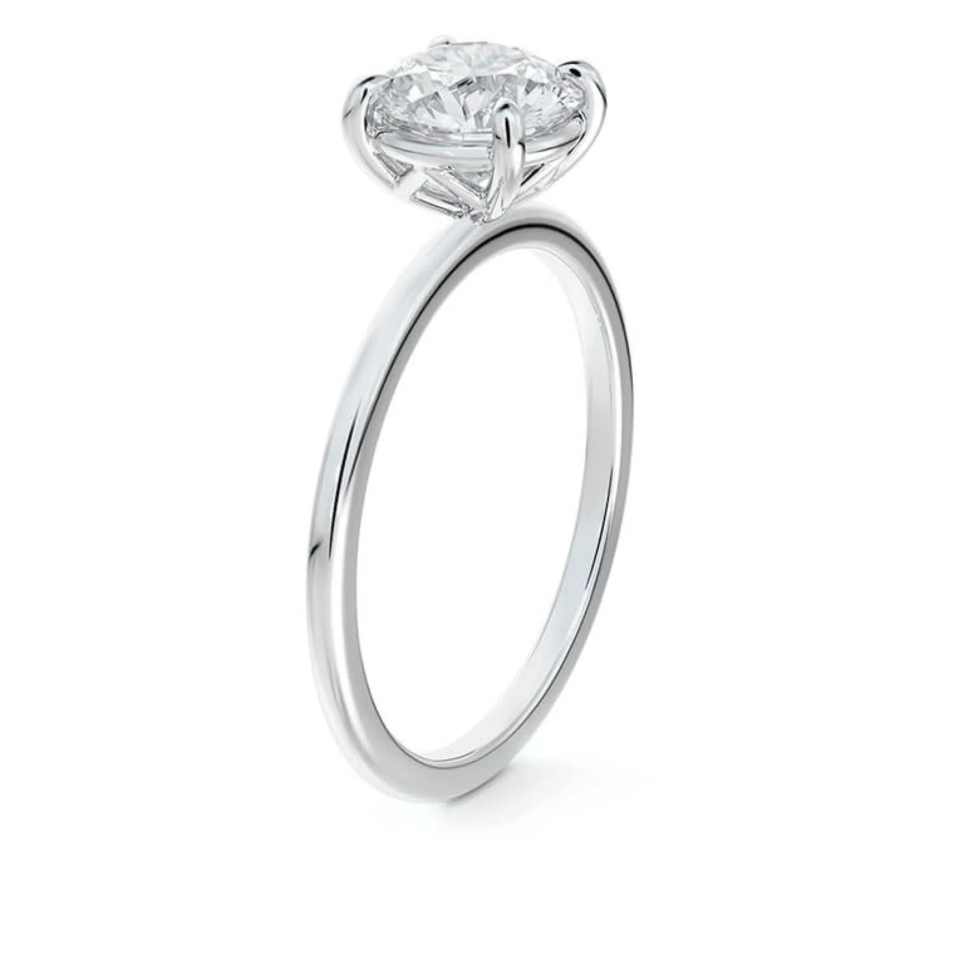 Round Diamond Solitaire Ring, 18K White Gold