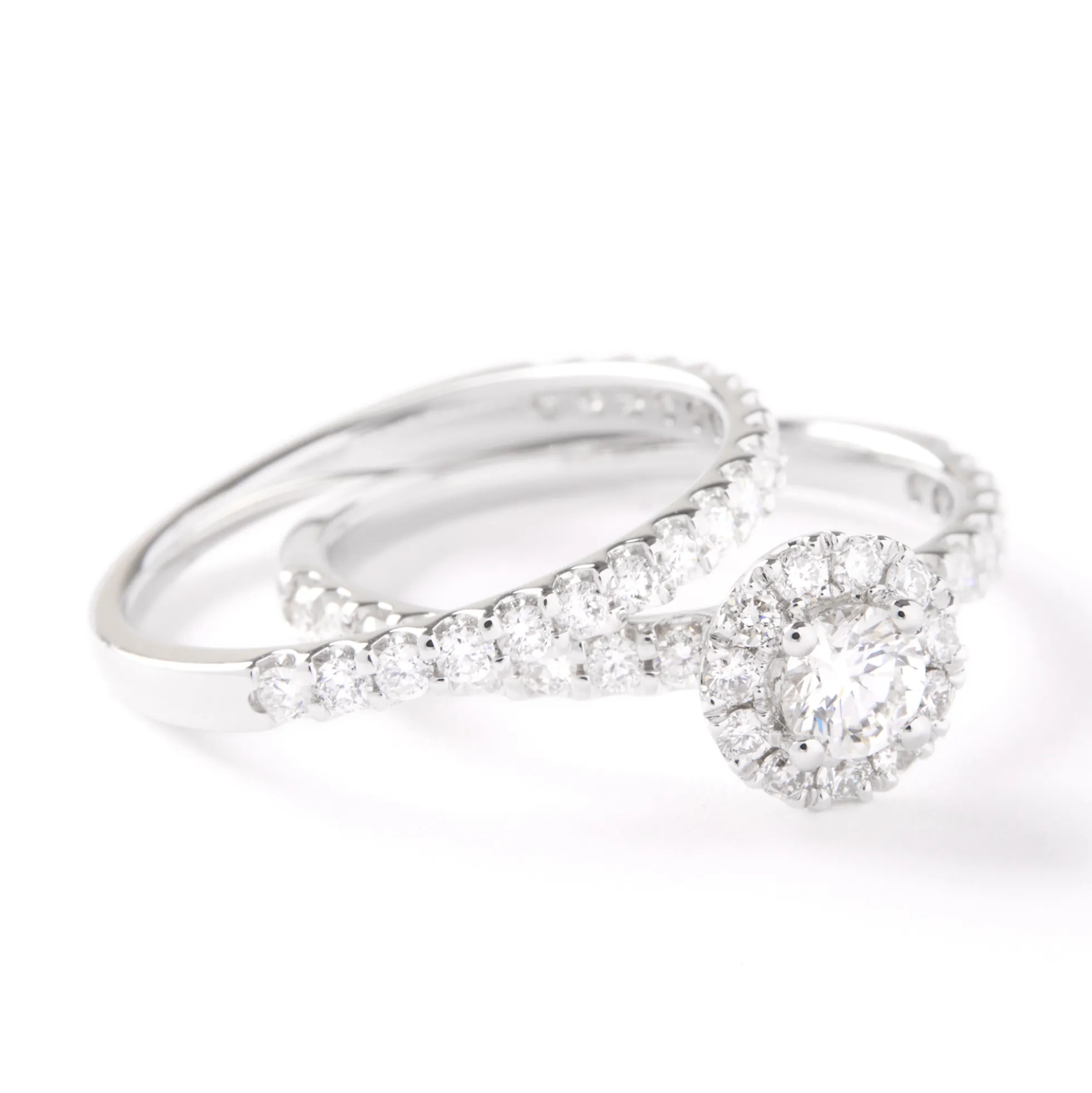 Round Diamond Wedding Band, 14K White Gold