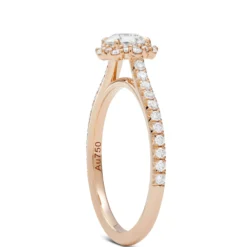 Round Halo Diamond Ring, 18K Yellow Gold