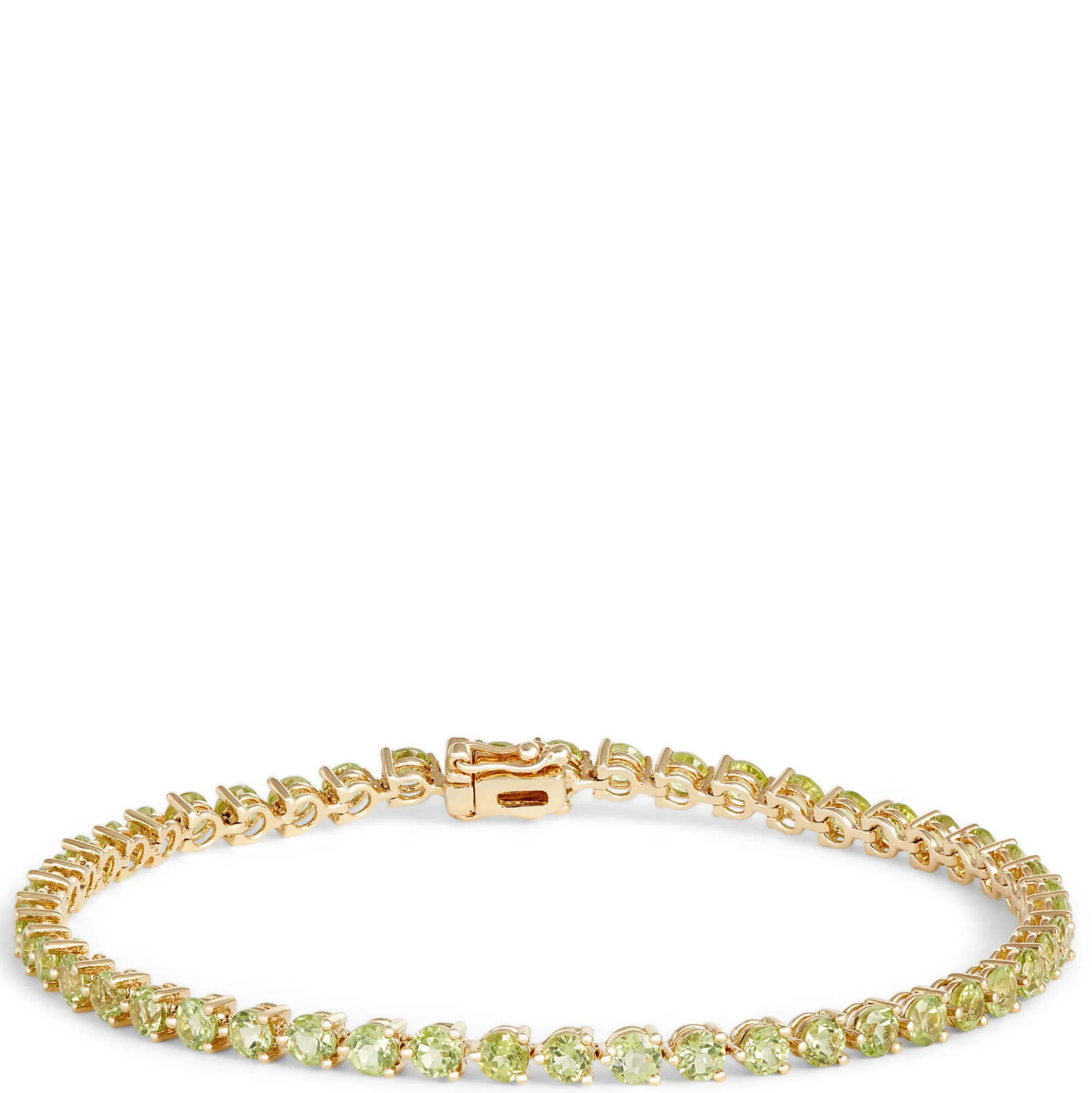 Round Peridot Bracelet, 14K Yellow Gold