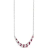 Round Ruby and Diamond Cluster Necklace, 18K White Gold
