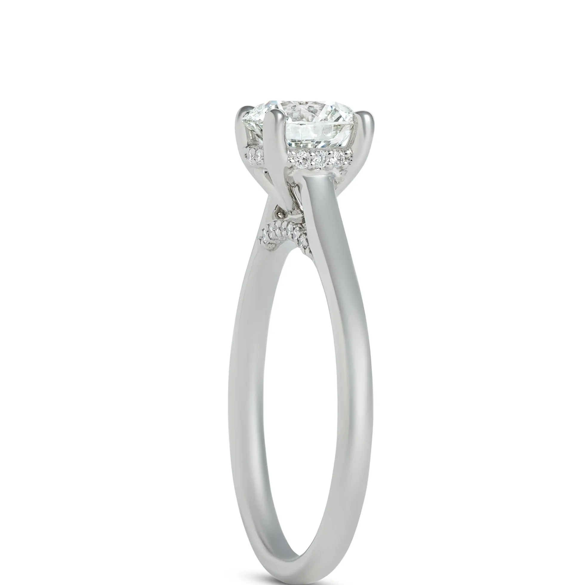 Round Solitaire Diamond Engagement Ring, Platinum