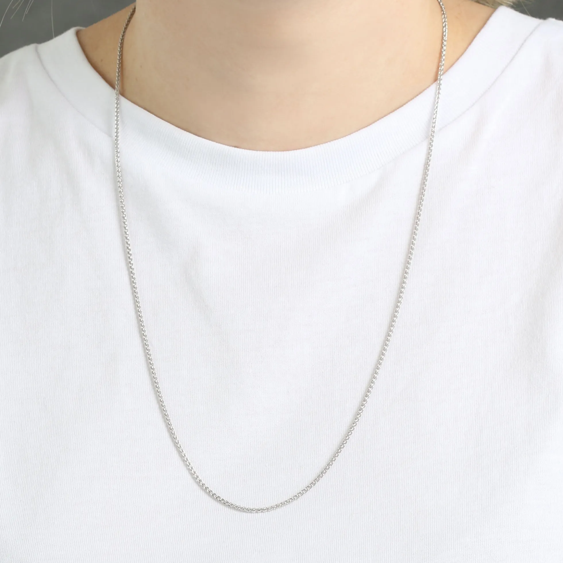 Round Wheat Chain in Silver, 24"