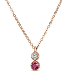 Ruby and Diamond Pendant, 14K Rose Gold