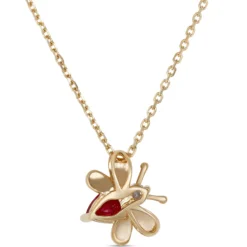Ruby Bumble Bee Pendant, 14K Yellow Gold