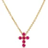 Ruby Cross Pendant, 14K Yellow Gold