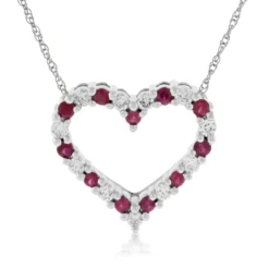 Ruby & Diamond Heart Pendant 14K