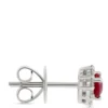 Ruby Studs with Diamond Halo, 14K White Gold