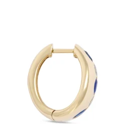Sapphire and Diamond Huggie Hoop Earrings, 18K Yellow Gold