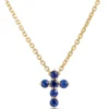 Sapphire Cross Pendant, 14K Yellow Gold