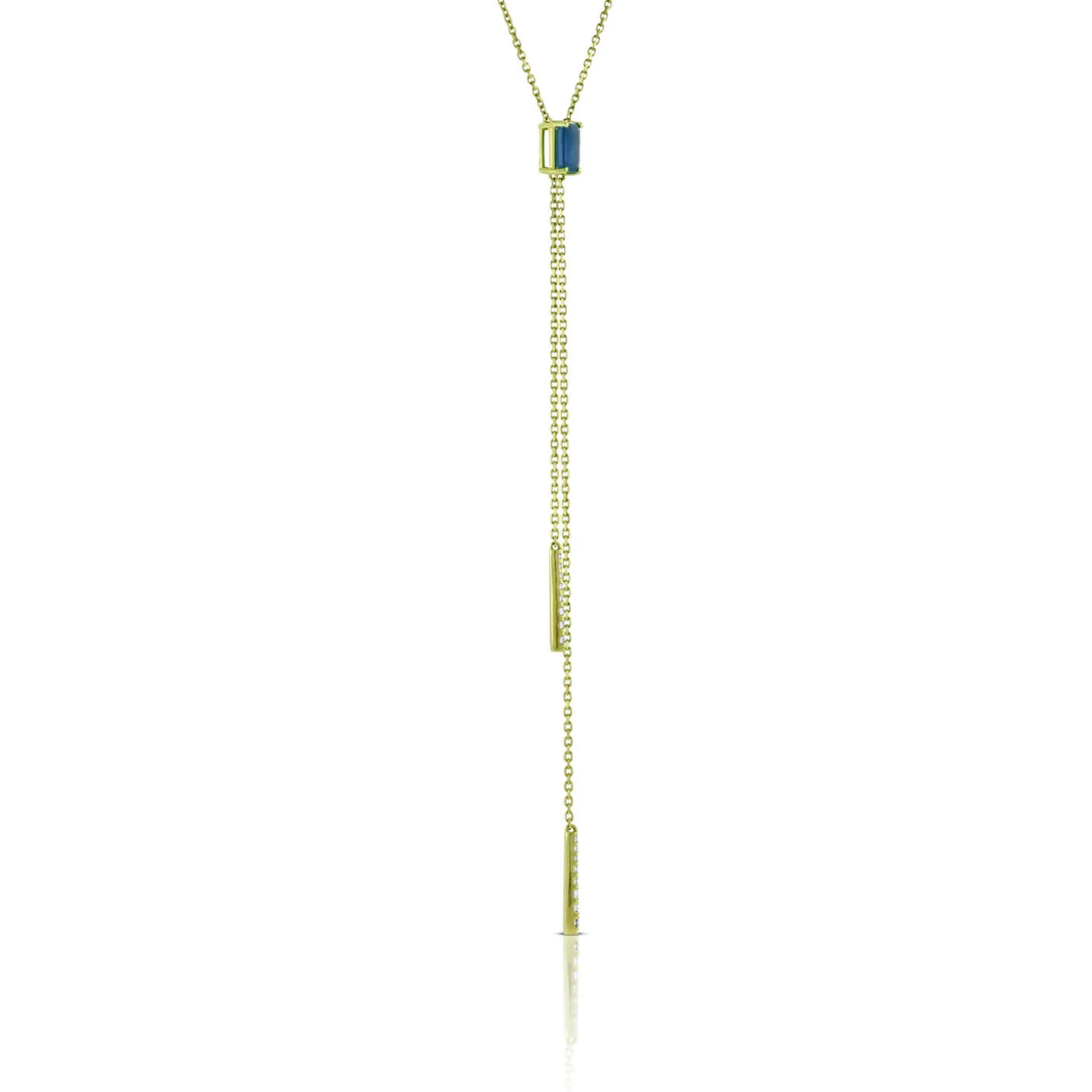 Sapphire & Diamond Stationary Lariat Necklace 14K
