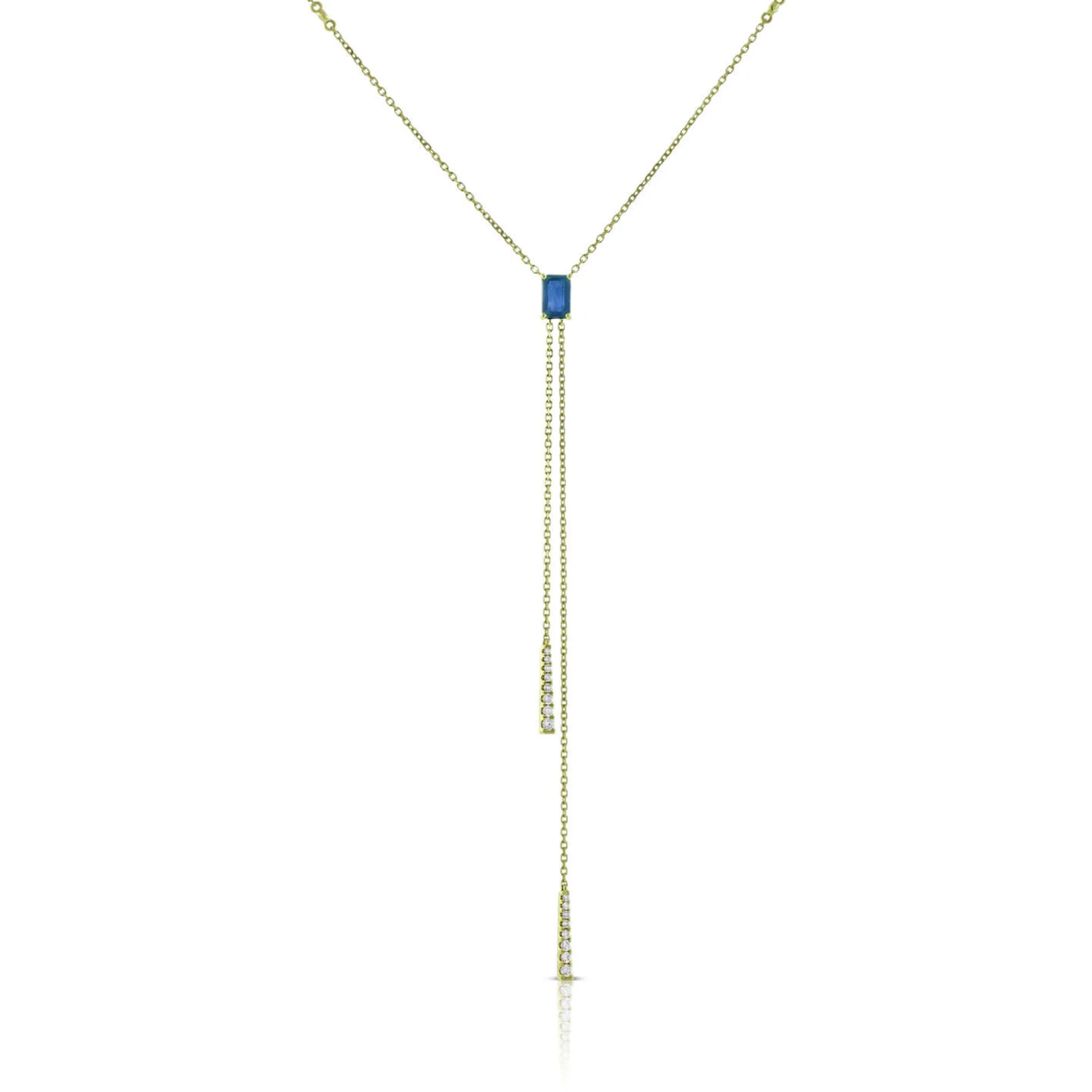 Sapphire & Diamond Stationary Lariat Necklace 14K