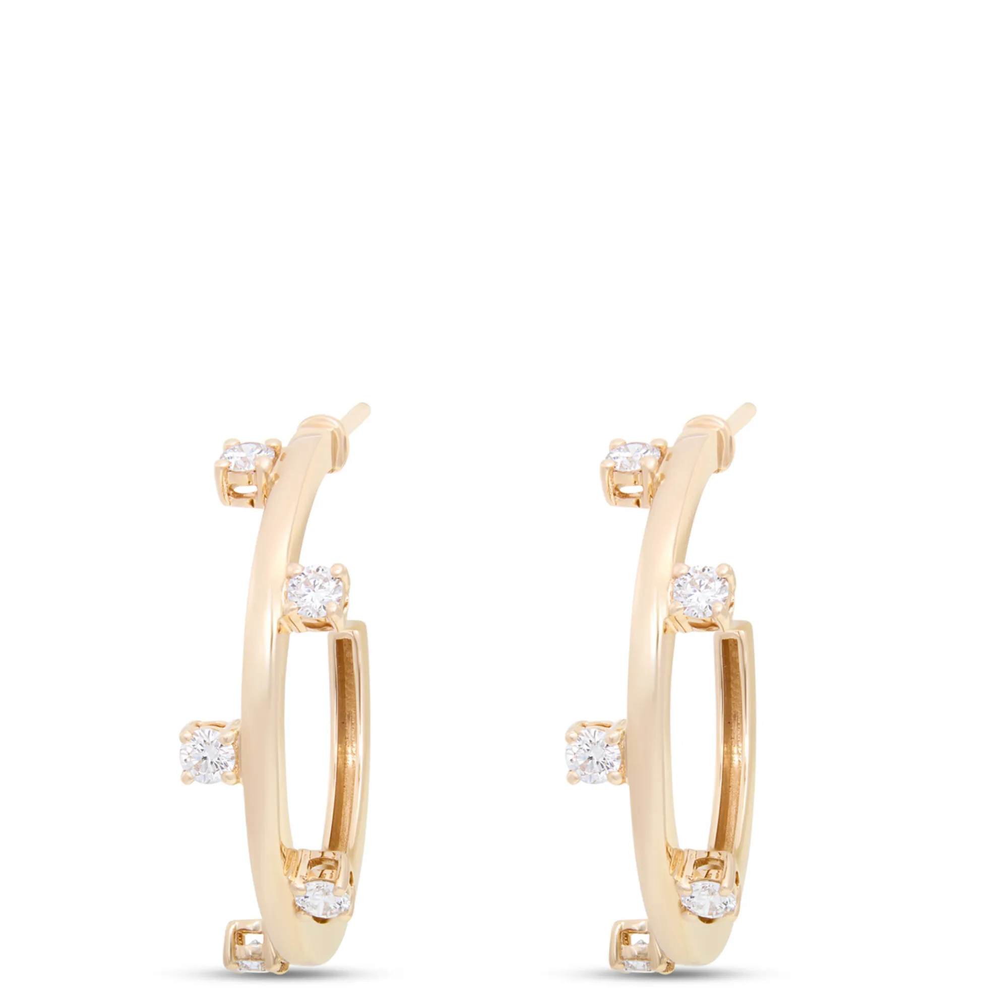 Scattered Diamond Hoops, ½ Carat Total Weight, 14K Yellow Gold