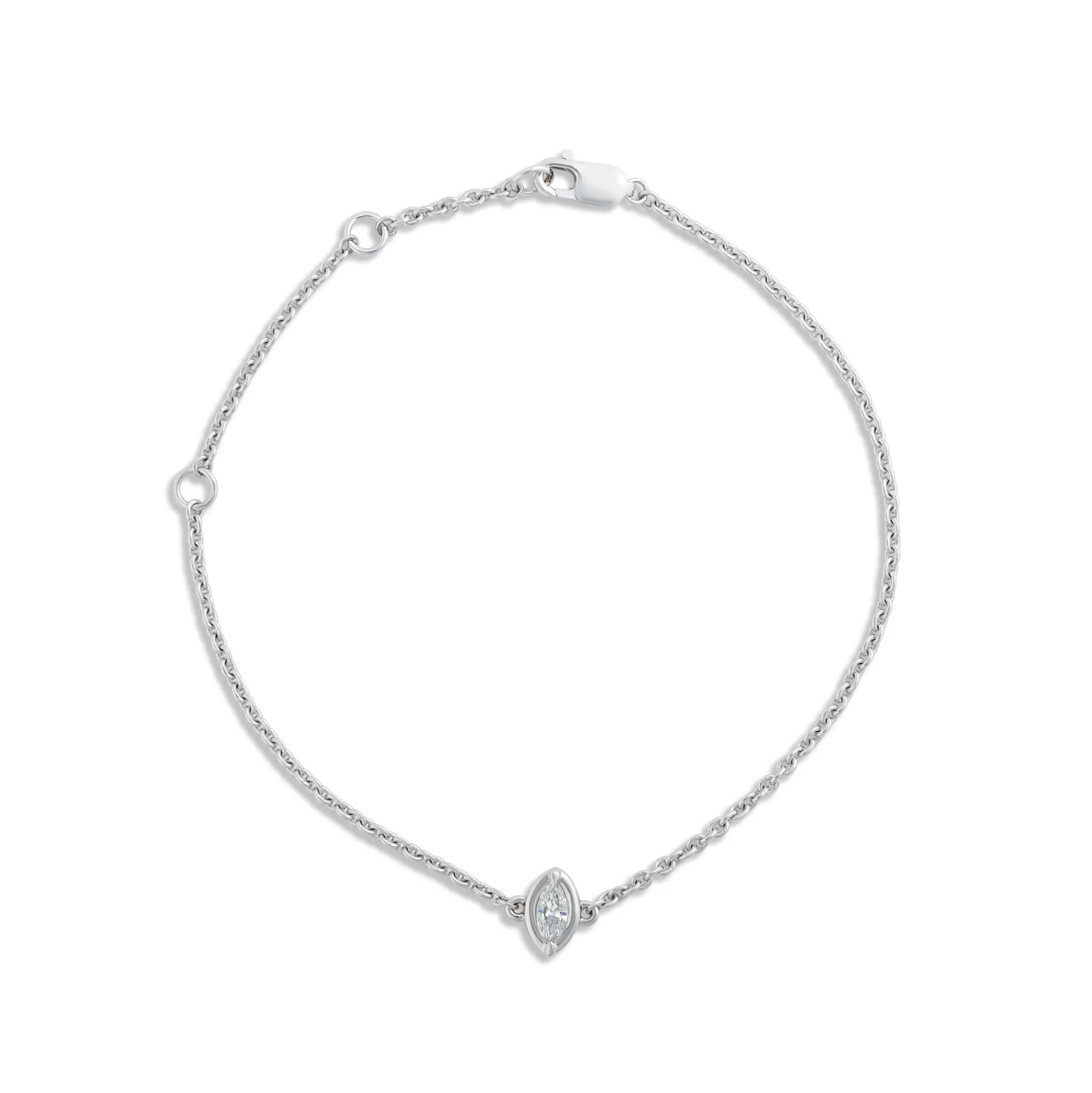 Seven-Inch Marquise Diamond Bracelet, 14K White Gold
