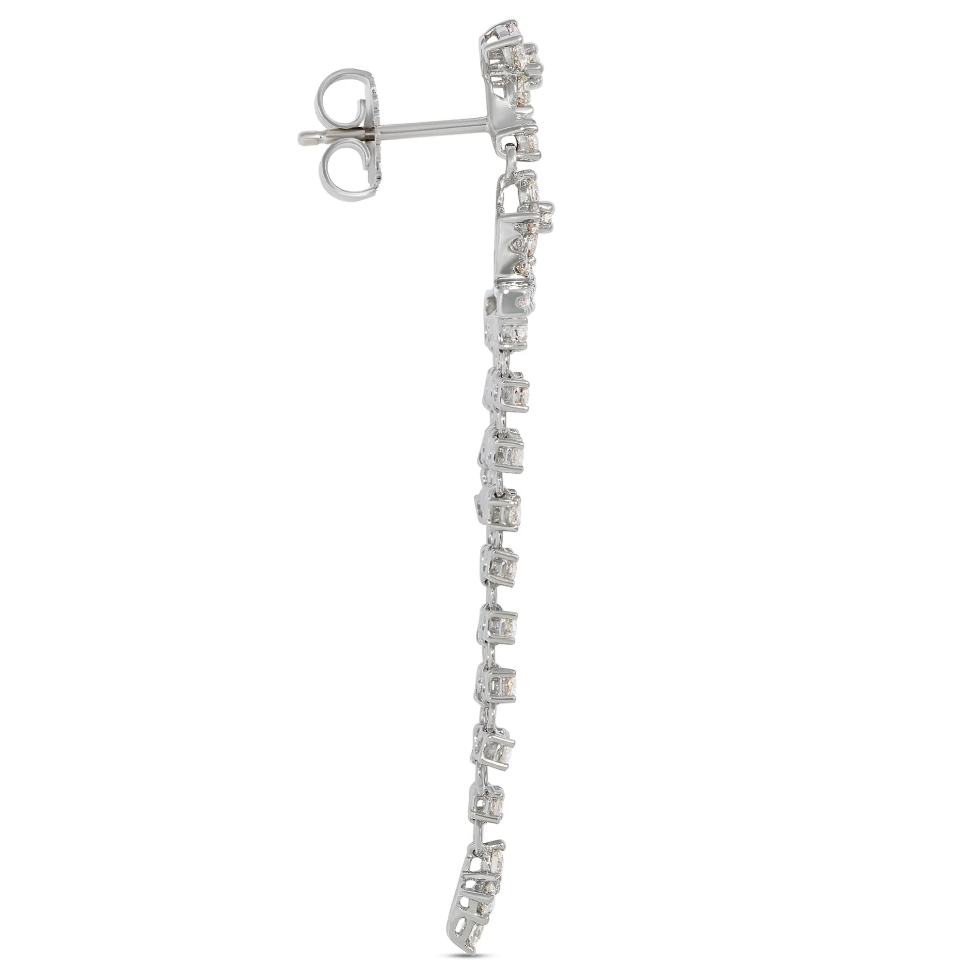 Silk Mesh Diamond Earrings, 14K White Gold