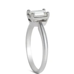 Solitaire Emerald Cut Diamond Engagement Ring, 14K White Gold