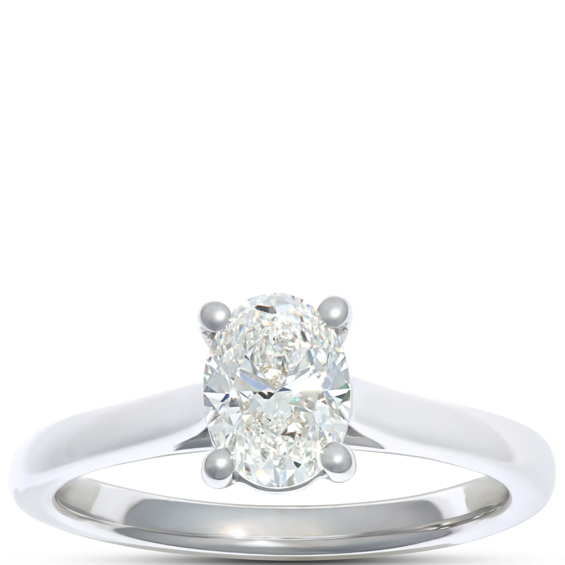 Solitaire Oval Diamond Engagement Ring, 14K White Gold