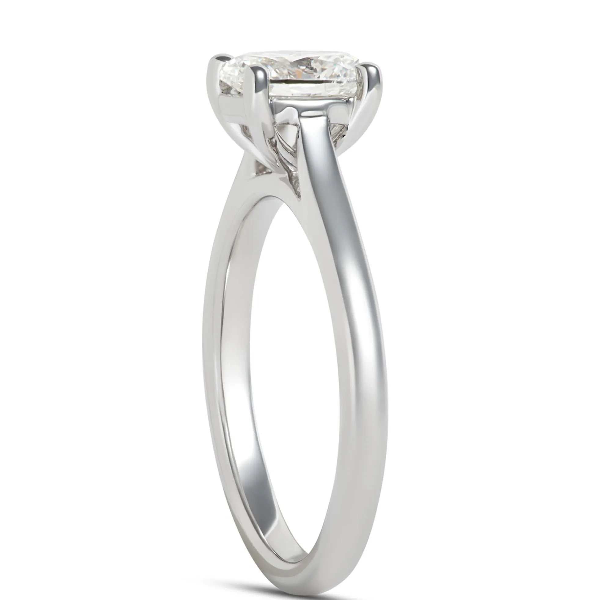 Solitaire Oval Diamond Engagement Ring, 14K White Gold