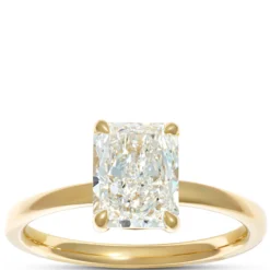 Solitaire Radiant Cut Diamond Ring, 18K Yellow Gold
